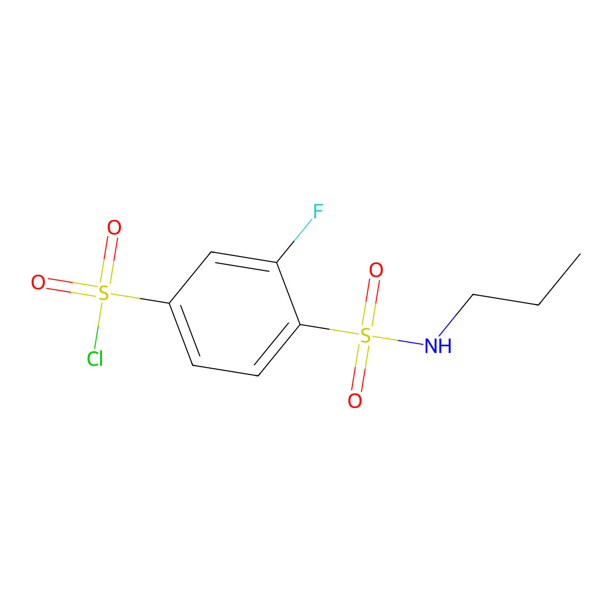 3-Fluoro-4-(propylsulfamoyl)benzene-1-sulfonyl chloride molecular structure, CAS 1284719-46-5