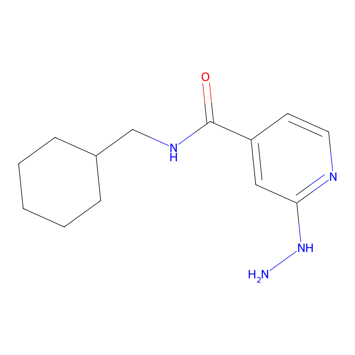 N-(cyclohexylmethyl)-2-hydrazinylpyridine-4-carboxamide molecular structure, CAS 1284756-61-1