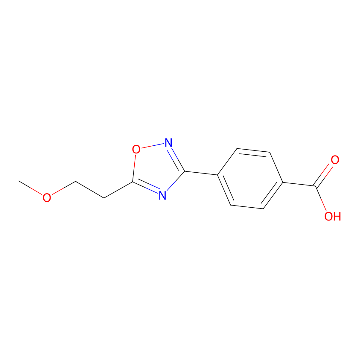4-[5-(2-Methoxyethyl)-1,2,4-oxadiazol-3-yl]benzoic acid molecular structure, CAS 1284757-53-4