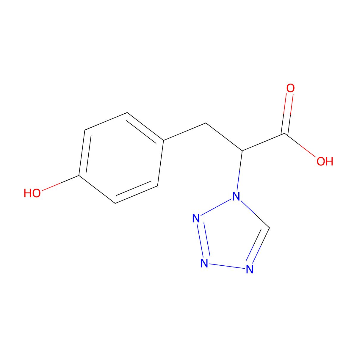 3-(4-hydroxyphenyl)-2-(1H-tetrazol-1-yl)propanoic acid molecular structure, CAS 1284765-94-1