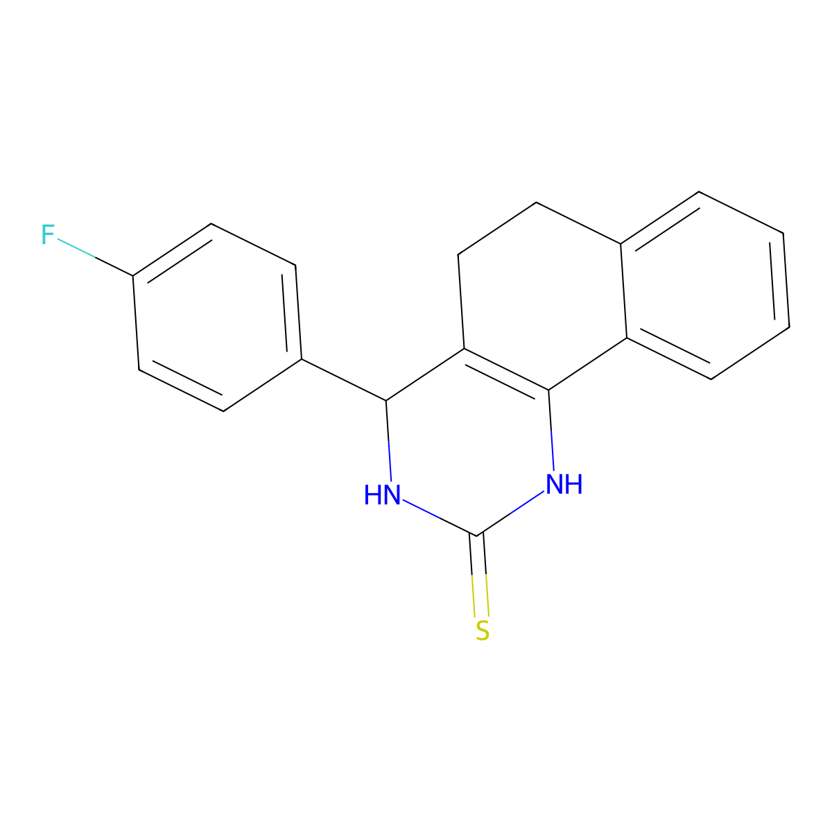 4-(4-fluorophenyl)-3,4,5,6-tetrahydrobenzo[h]quinazoline-2(1H)-thione molecular structure, CAS 128483-25-0