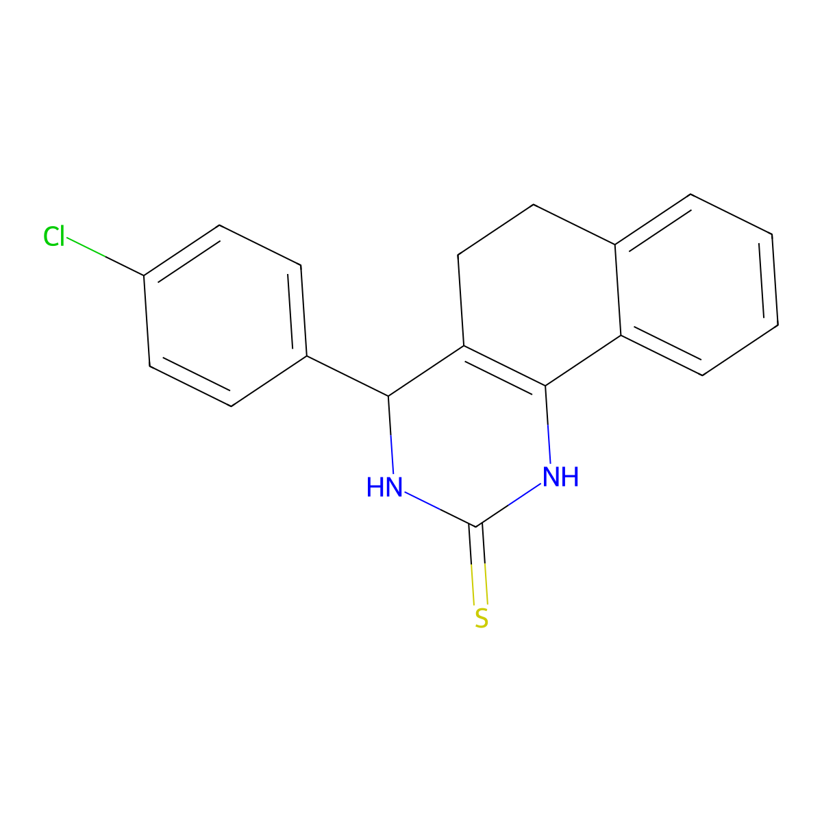 4-(4-chlorophenyl)-3,4,5,6-tetrahydrobenzo[h]quinazoline-2(1H)-thione molecular structure, CAS 128483-26-1