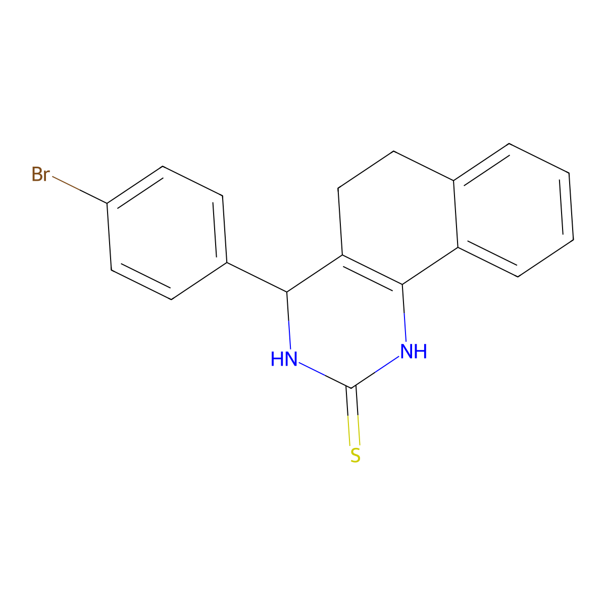 4-(4-bromophenyl)-3,4,5,6-tetrahydrobenzo[h]quinazoline-2(1H)-thione molecular structure, CAS 128483-27-2