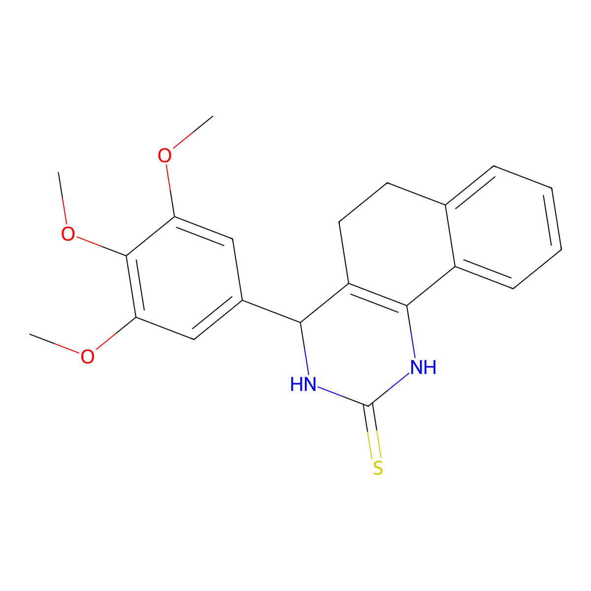 4-(3,4,5-trimethoxyphenyl)-3,4,5,6-tetrahydrobenzo[h]quinazoline-2(1H)-thione molecular structure, CAS 128483-28-3