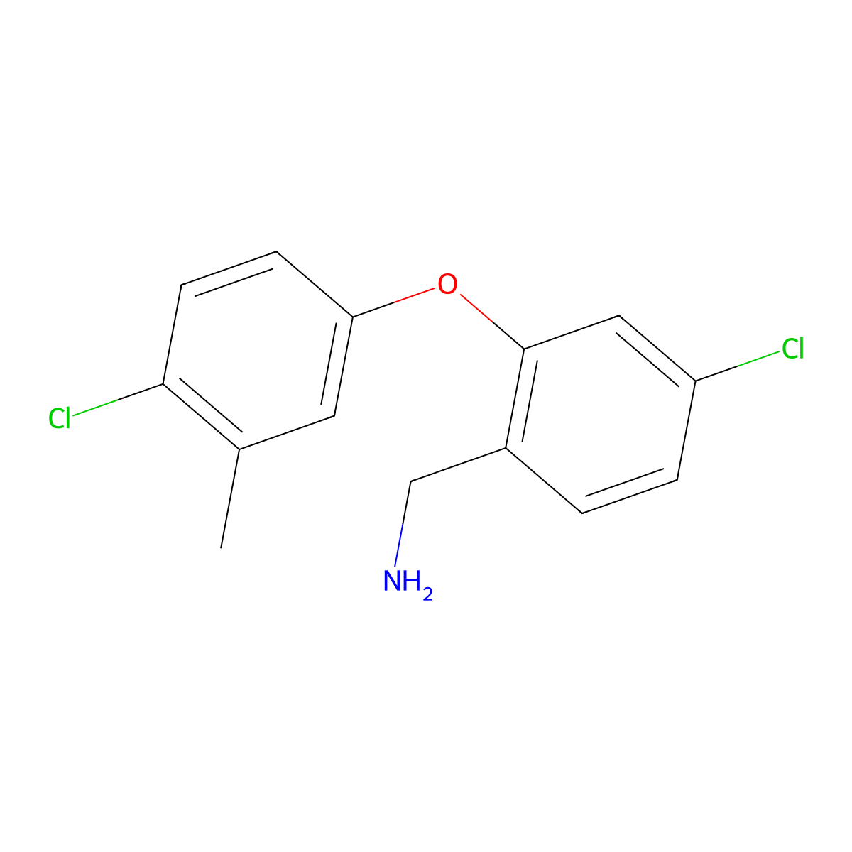 [4-Chloro-2-(4-chloro-3-methylphenoxy)phenyl]methanamine molecular structure, CAS 1284834-21-4