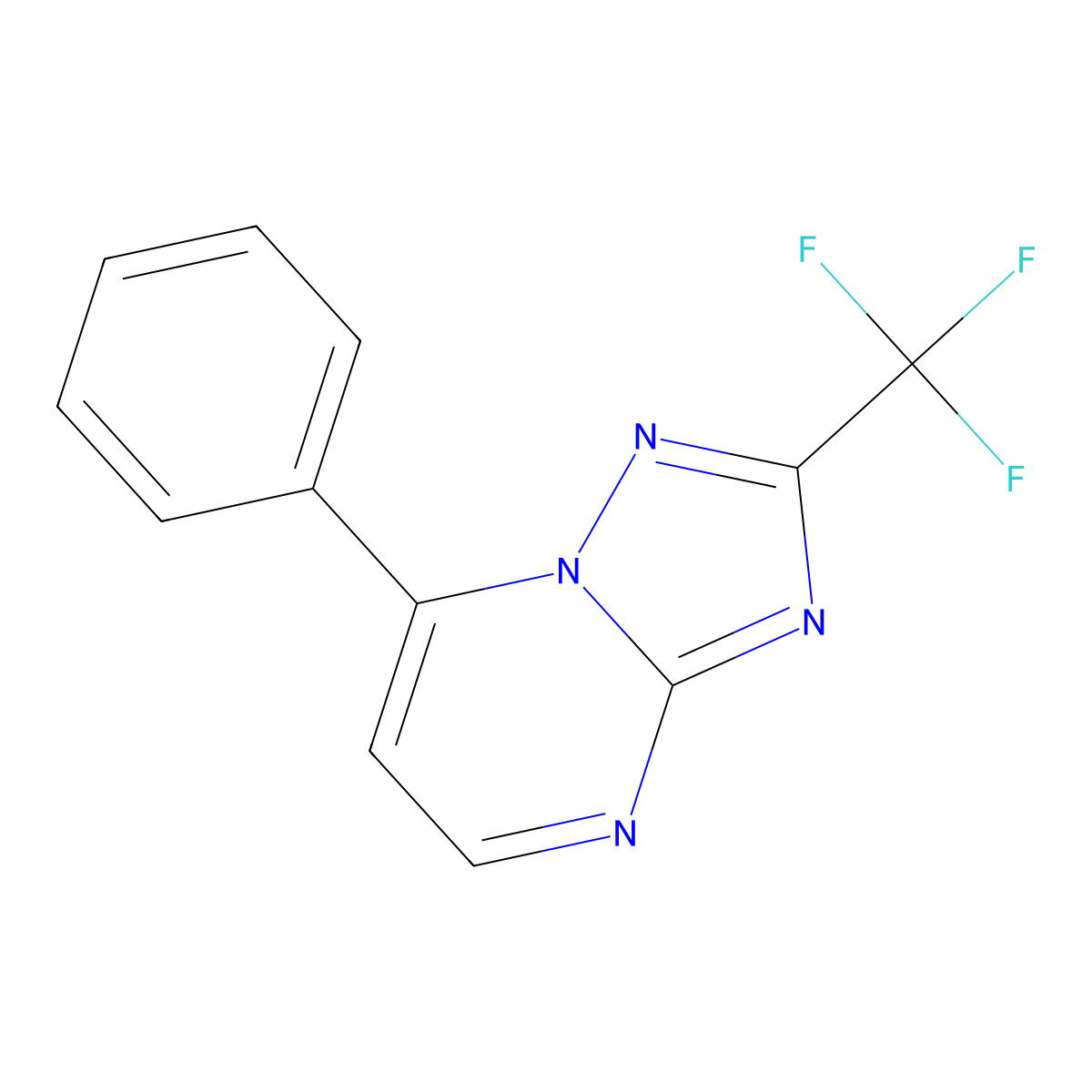 7-Phenyl-2-(trifluoromethyl)[1,2,4]triazolo[1,5-a]pyrimidine molecular structure, CAS 128484-93-5
