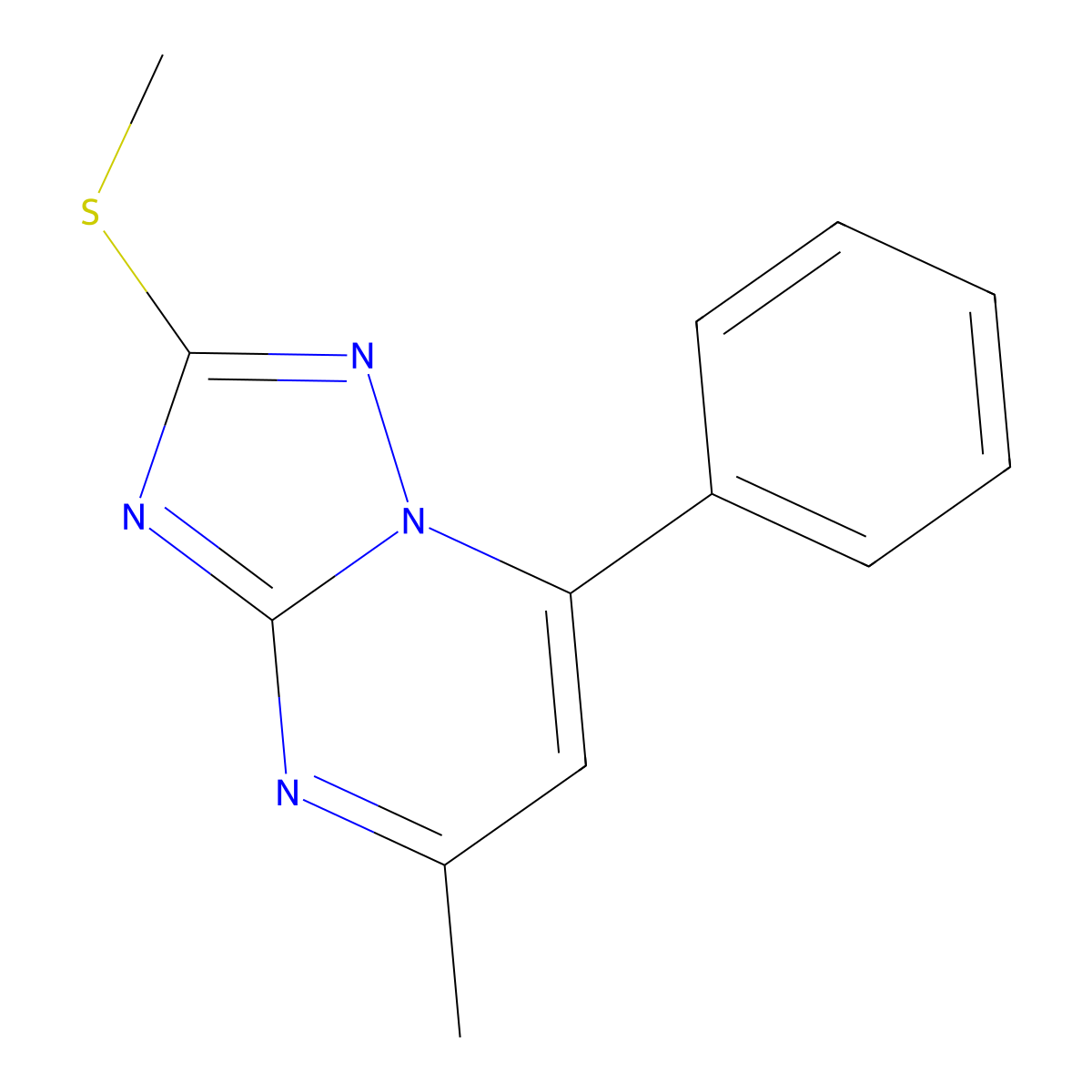 5-Methyl-2-methylsulfanyl-7-phenyl-[1,2,4]triazolo[1,5-a]pyrimidine molecular structure, CAS 128484-94-6