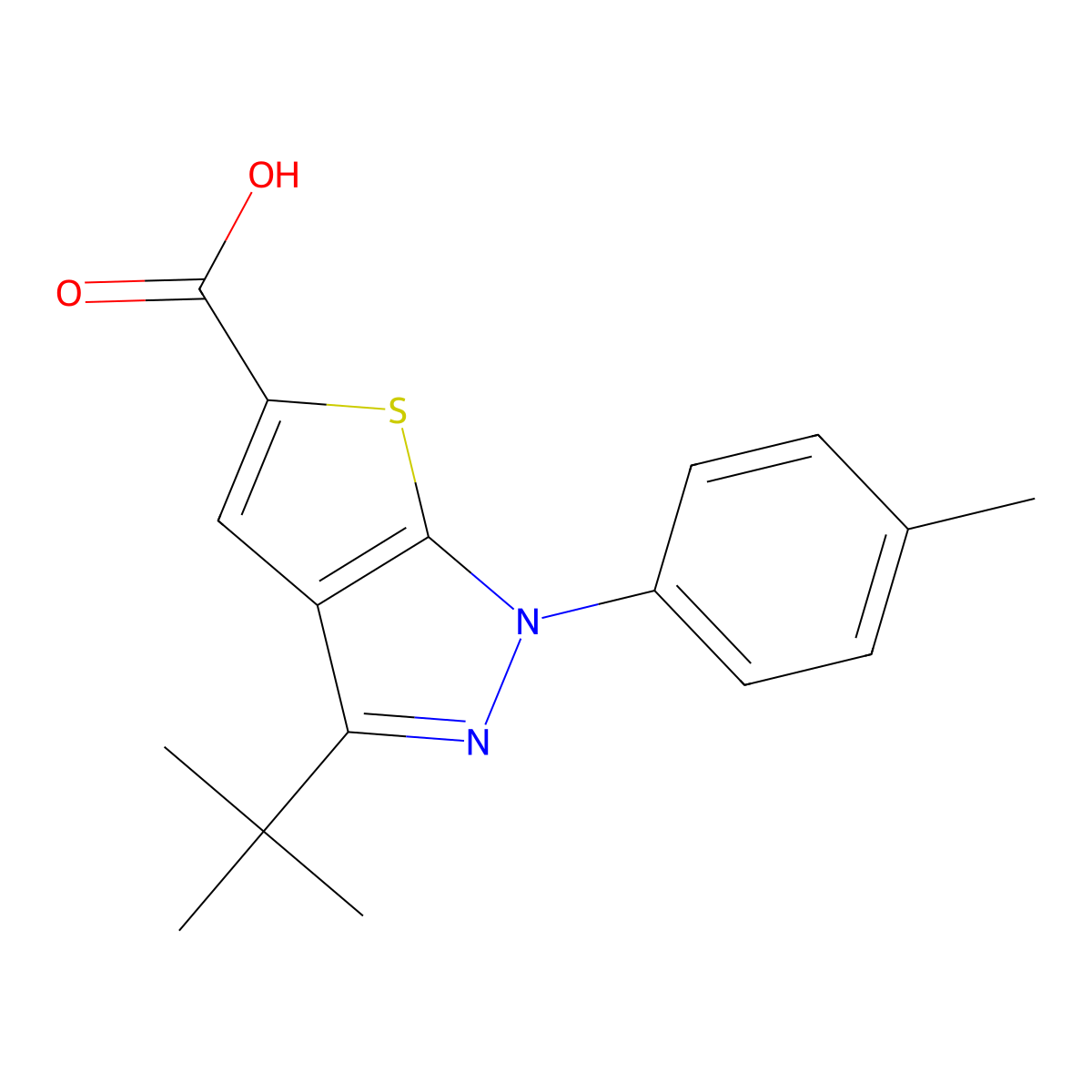 3-(tert-Butyl)-1-(p-tolyl)-1H-thieno[2,3-c]pyrazole-5-carboxylic acid molecular structure, CAS 1284848-13-0