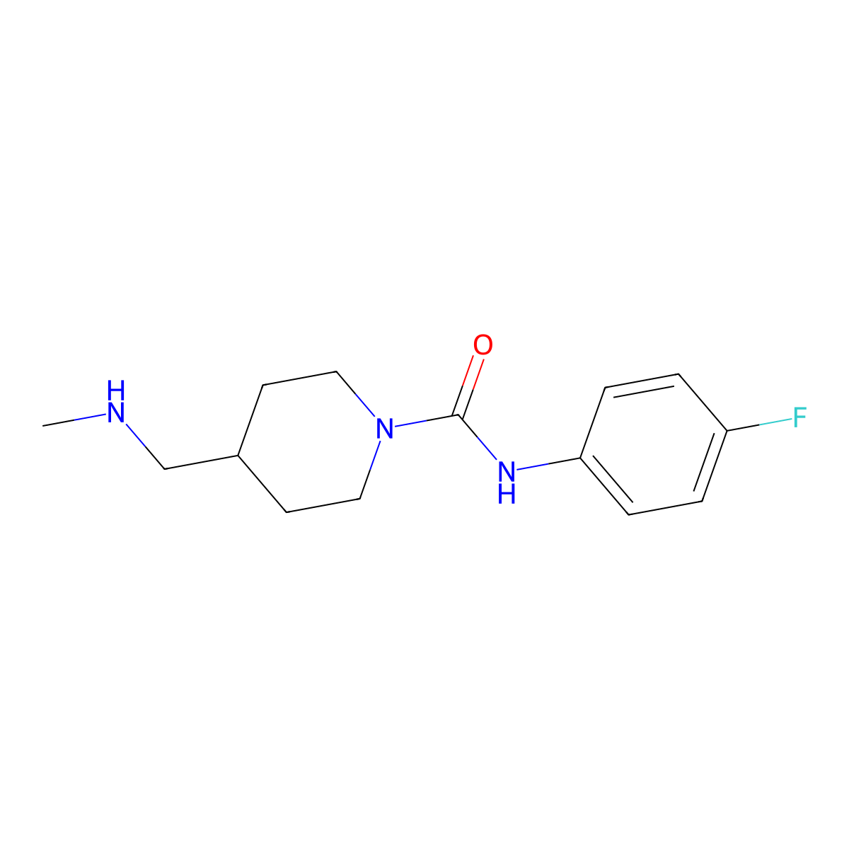 N-(4-Fluorophenyl)-4-[(methylamino)methyl]piperidine-1-carboxamide molecular structure, CAS 1284866-34-7