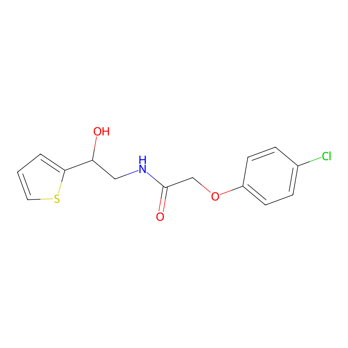 2-(4-chlorophenoxy)-N-[2-hydroxy-2-(thiophen-2-yl)ethyl]acetamide molecular structure, CAS 1284866-79-0