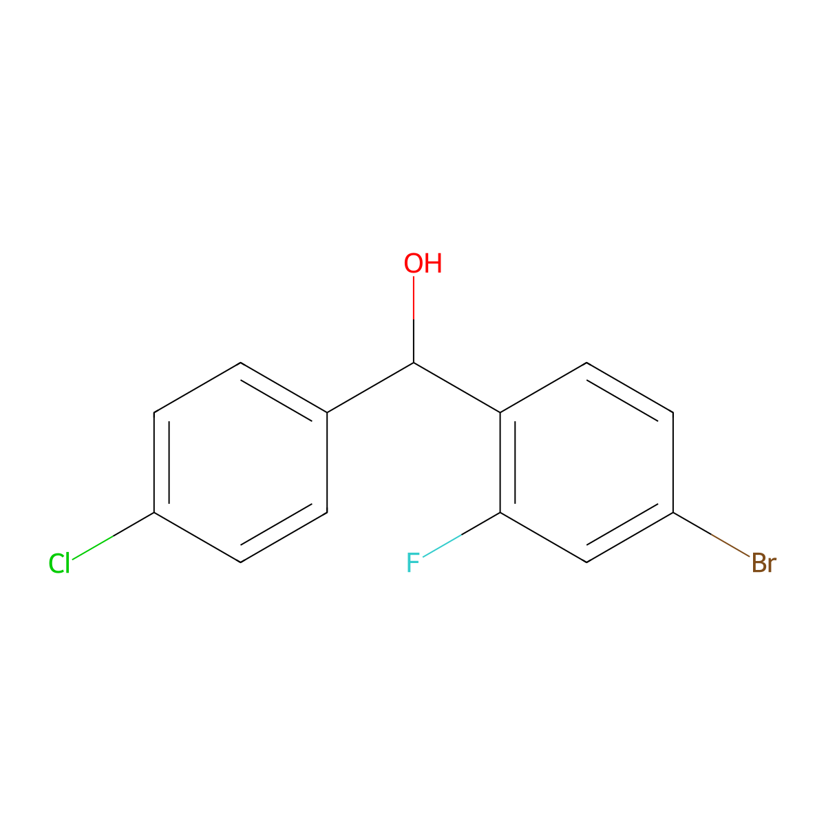 4-Bromo-alpha-(4-chlorophenyl)-2-fluorobenZenemethanol molecular structure, CAS 1284867-74-8