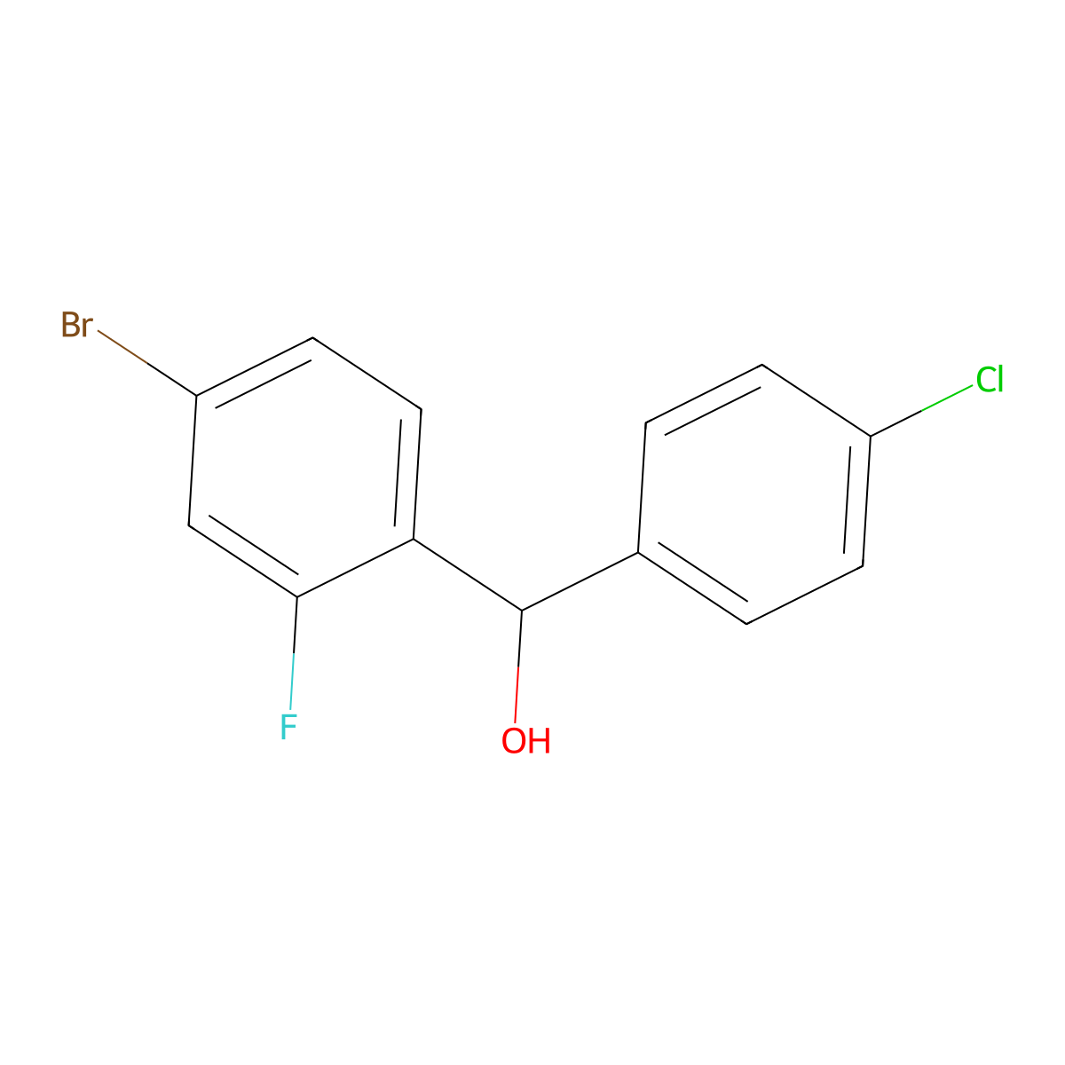 4-Bromo-alpha-(4-chlorophenyl)-2-fluorobenZenemethanol molecular structure, CAS 1284867-74-8