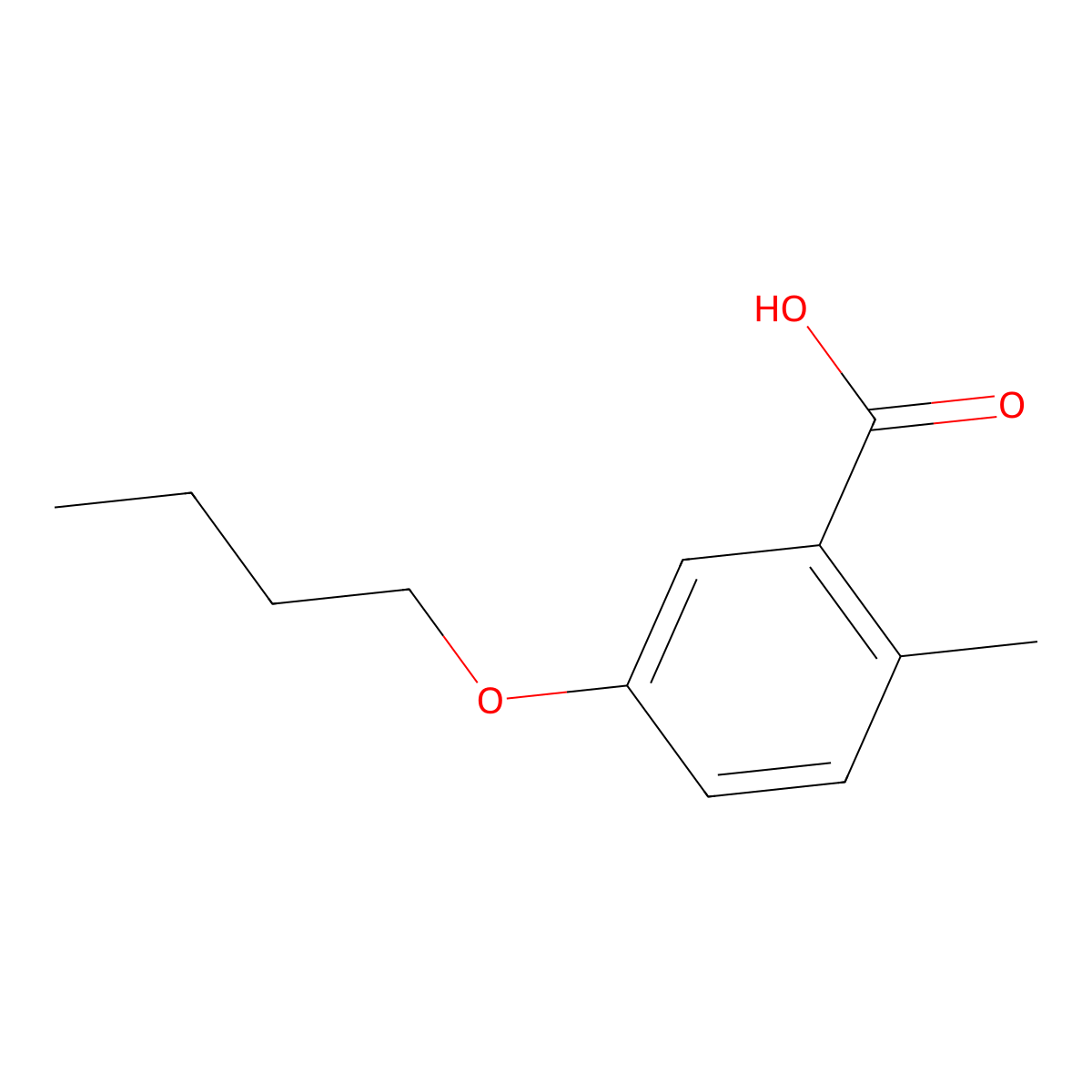 5-Butoxy-2-methylbenzoic acid molecular structure, CAS 1284869-84-6