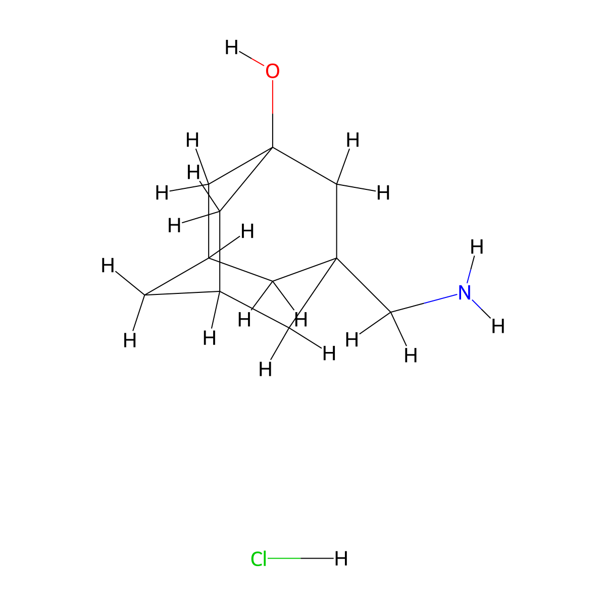 3-(Aminomethyl)adamantan-1-ol hydrochloride molecular structure, CAS 128487-54-7