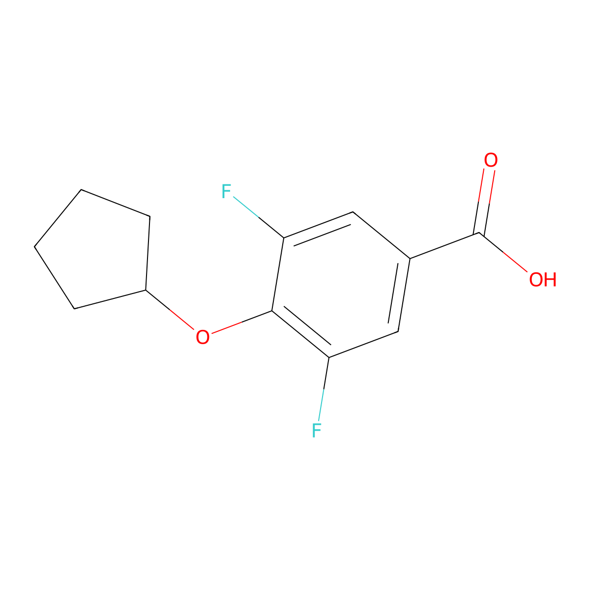 4-(Cyclopentyloxy)-3,5-difluorobenzoic acid molecular structure, CAS 1284882-19-4