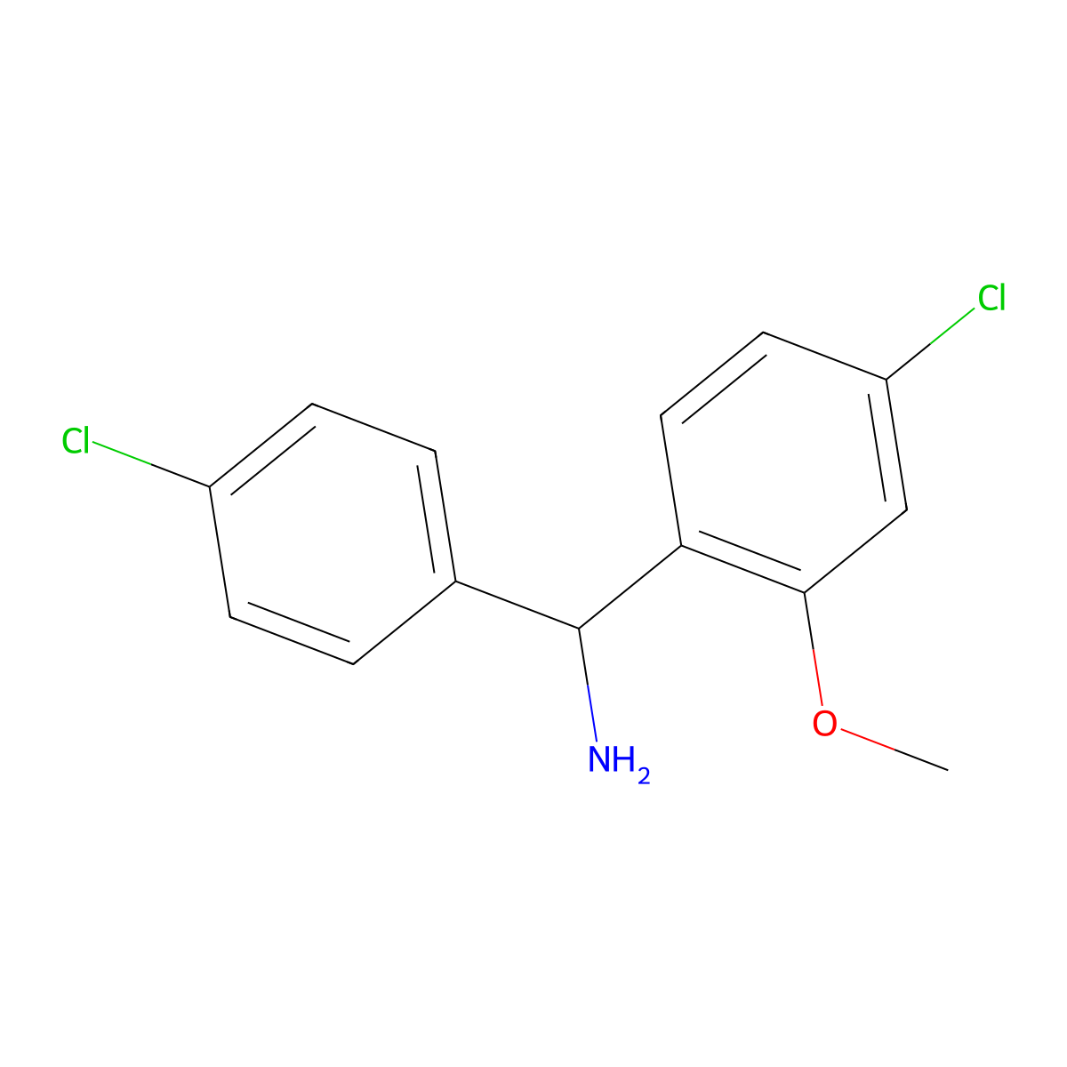 (4-Chloro-2-methoxyphenyl)(4-chlorophenyl)methanamine molecular structure, CAS 1284883-66-4
