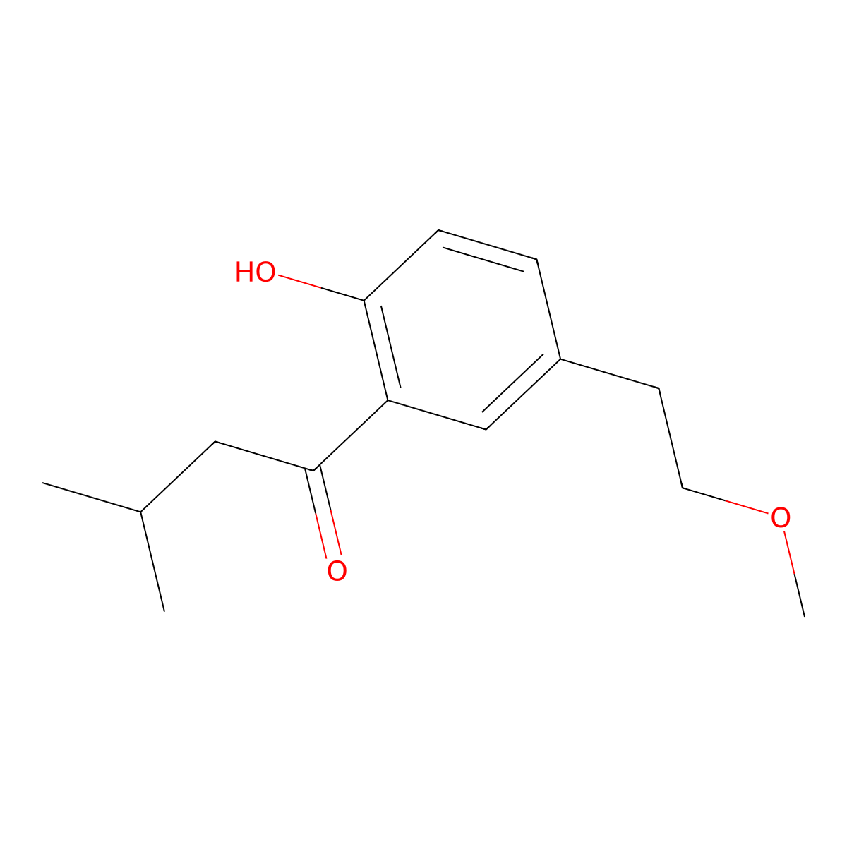 1-(2-Hydroxy-5-(2-methoxyethyl)phenyl)-3-methylbutan-1-one molecular structure, CAS 1284890-75-0
