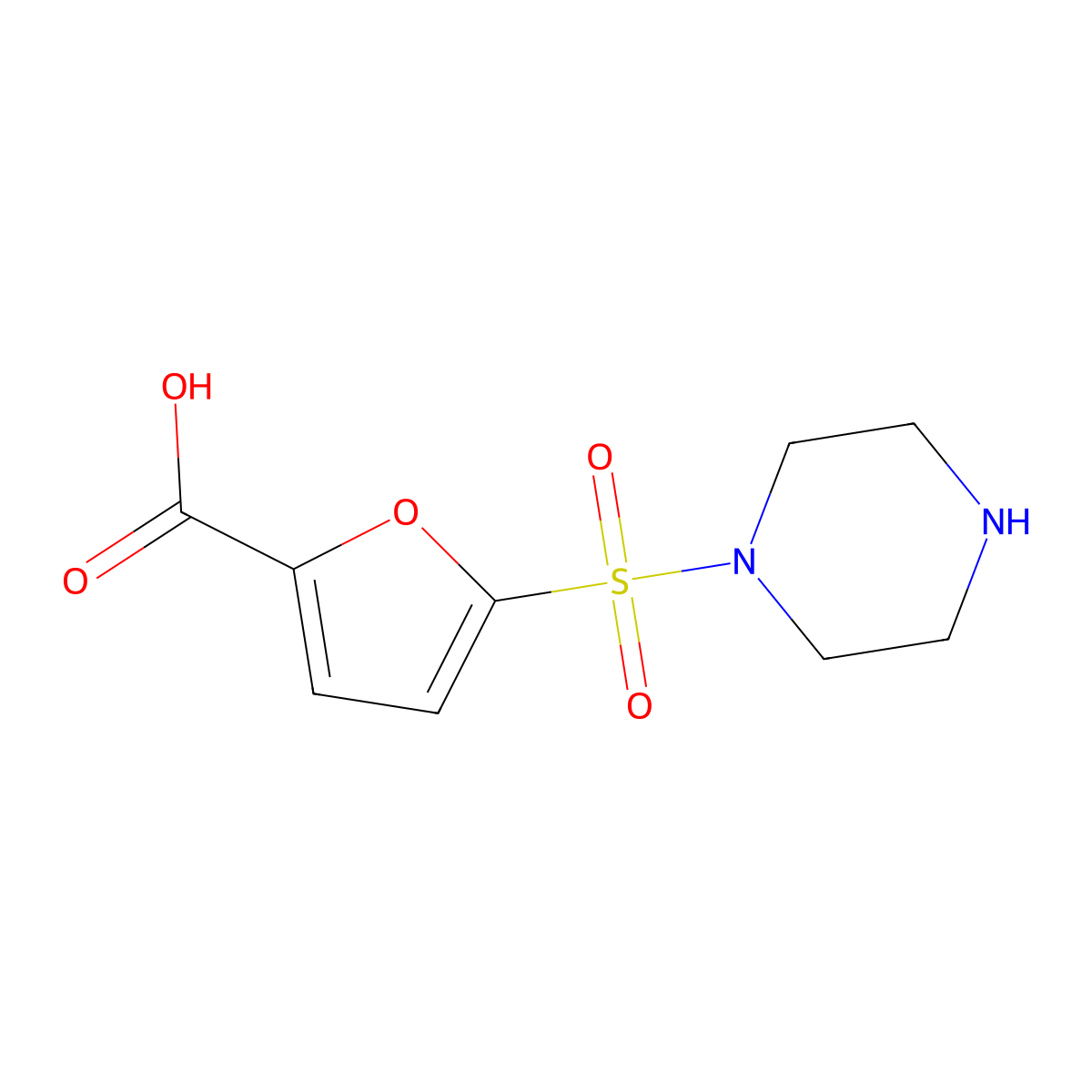 5-(Piperazine-1-sulfonyl)furan-2-carboxylic acid molecular structure, CAS 1284925-88-7