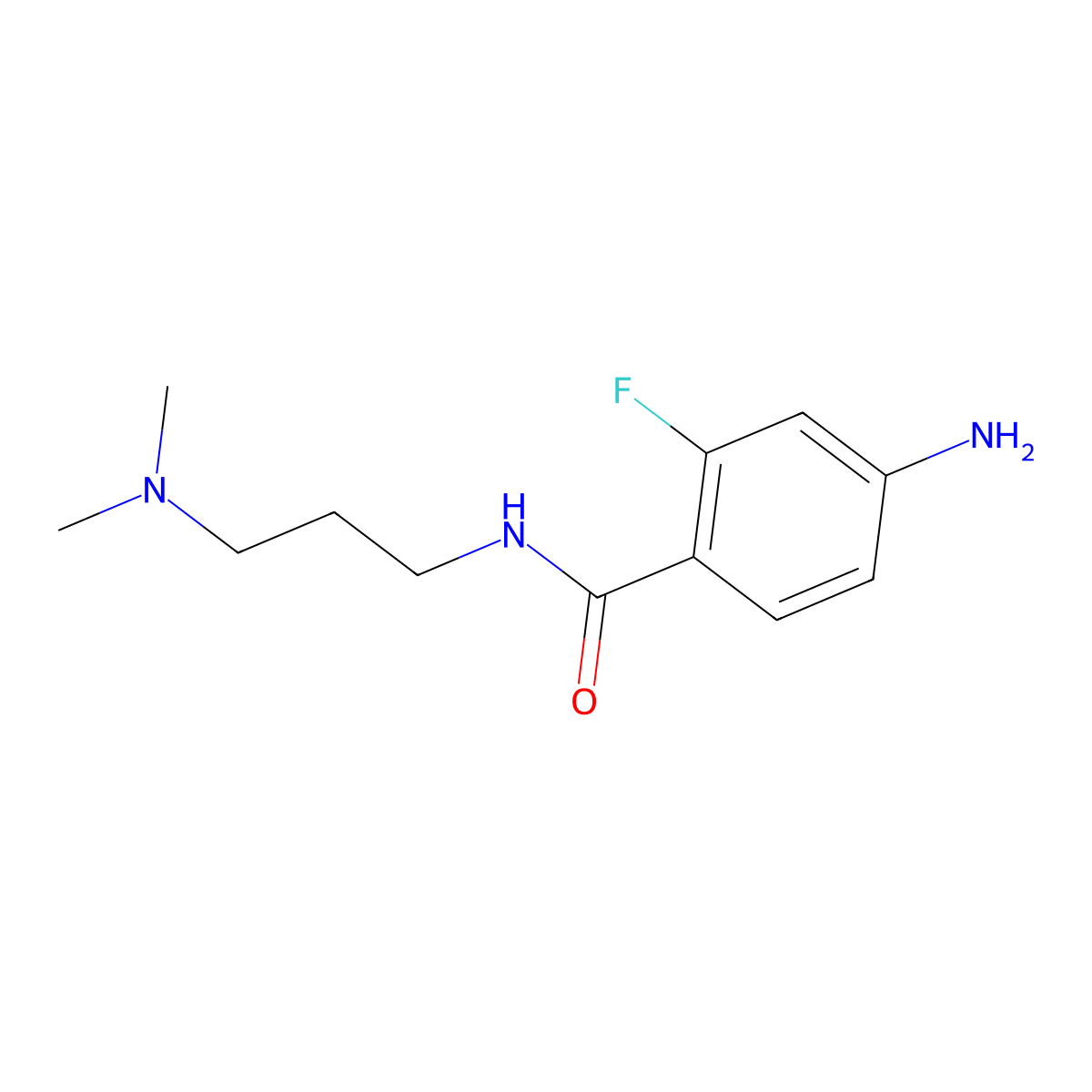 4-Amino-N-(3-(dimethylamino)propyl)-2-fluorobenzamide molecular structure, CAS 1284930-54-6
