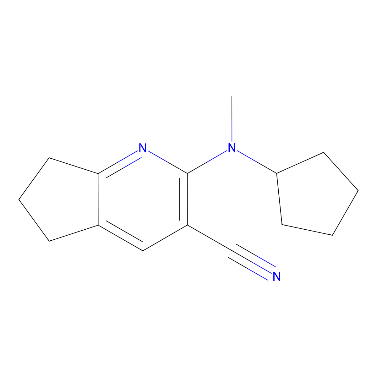 2-[cyclopentyl(methyl)amino]-5H,6H,7H-cyclopenta[b]pyridine-3-carbonitrile molecular structure, CAS 1284944-42-8