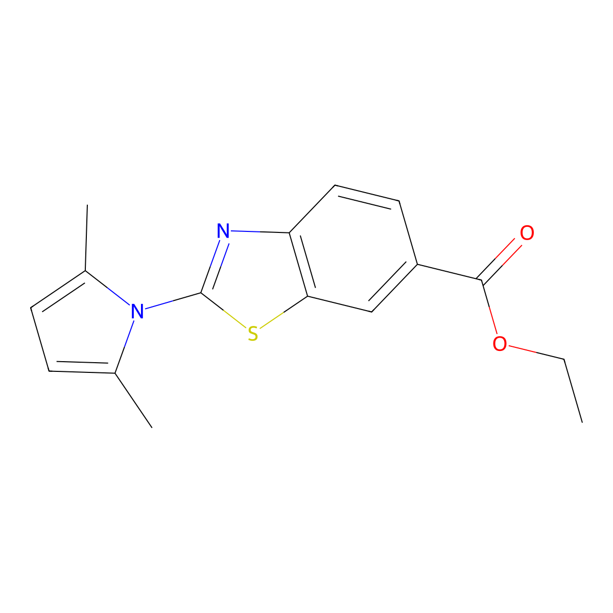 Ethyl 2-(2,5-dimethyl-1H-pyrrol-1-yl)benzo[d]thiazole-6-carboxylate molecular structure, CAS 1284944-82-6