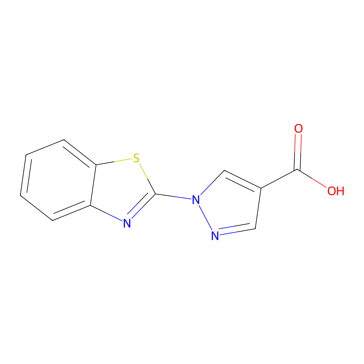 1-(1,3-Benzothiazol-2-yl)-1h-pyrazole-4-carboxylic acid molecular structure, CAS 1284949-70-7