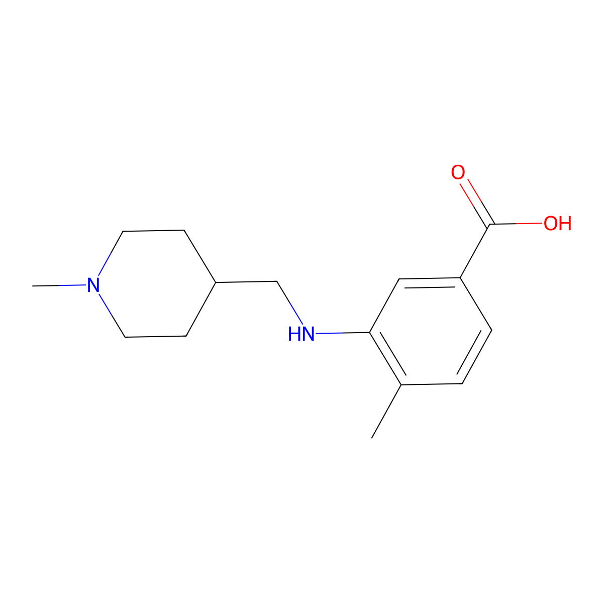 4-Methyl-3-{[(1-methylpiperidin-4-yl)methyl]amino}benzoic acid molecular structure, CAS 1284955-12-9