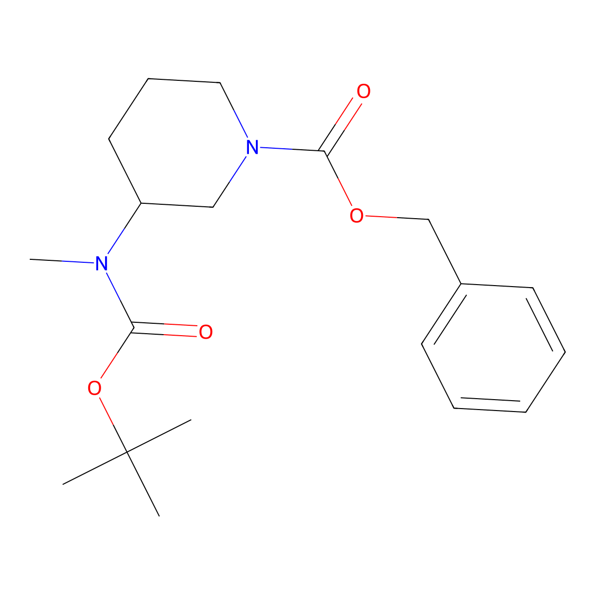 Benzyl 3-((tert-butoxycarbonyl)(methyl)amino)piperidine-1-carboxylate molecular structure, CAS 1284966-16-0