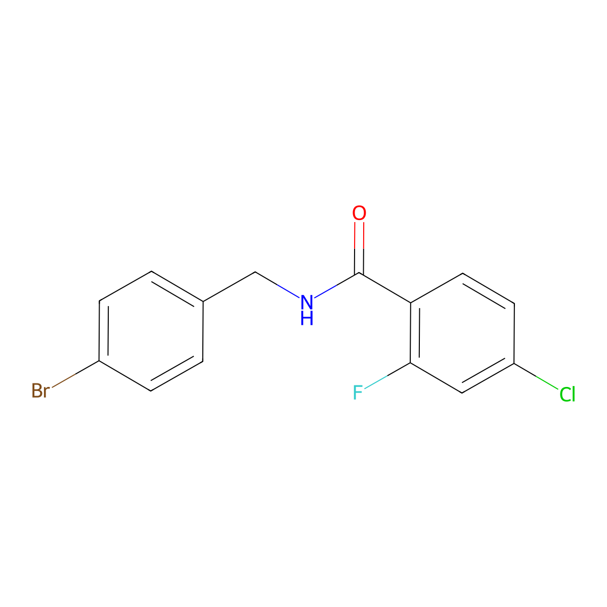N-[(4-bromophenyl)methyl]-4-chloro-2-fluorobenzamide molecular structure, CAS 1285018-99-6