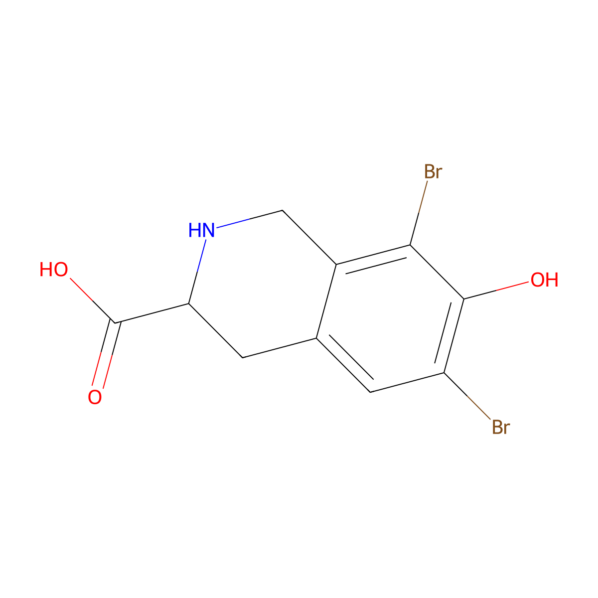 6,8-Dibromo-7-hydroxy-1,2,3,4-tetrahydroisoquinoline-3-carboxylic acid molecular structure, CAS 128502-57-8