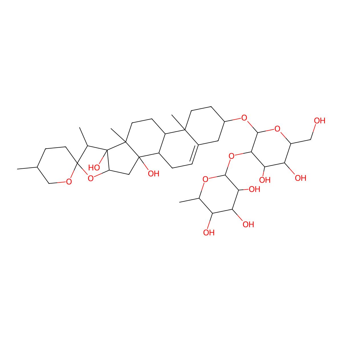 Ophiogenin 3-O-alpha-L-rhamnopyranosyl-(1-->2)-beta-D-glucopyranoside molecular structure, CAS 128502-94-3