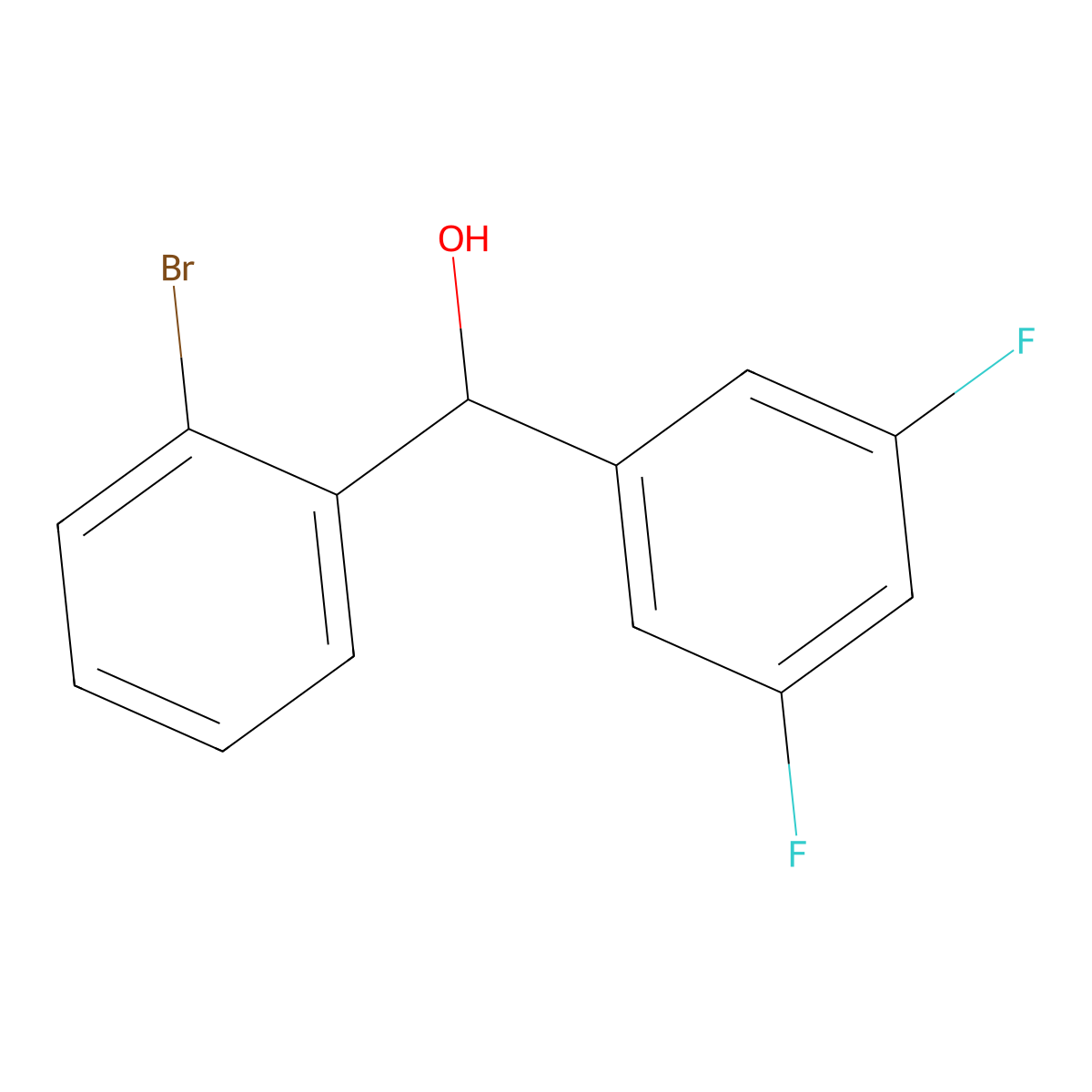 (2-Bromophenyl)(3,5-difluorophenyl)methanol molecular structure, CAS 1285028-20-7