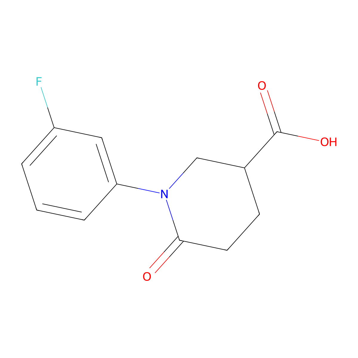 1-(3-Fluorophenyl)-6-oxopiperidine-3-carboxylic acid molecular structure, CAS 1285045-55-7