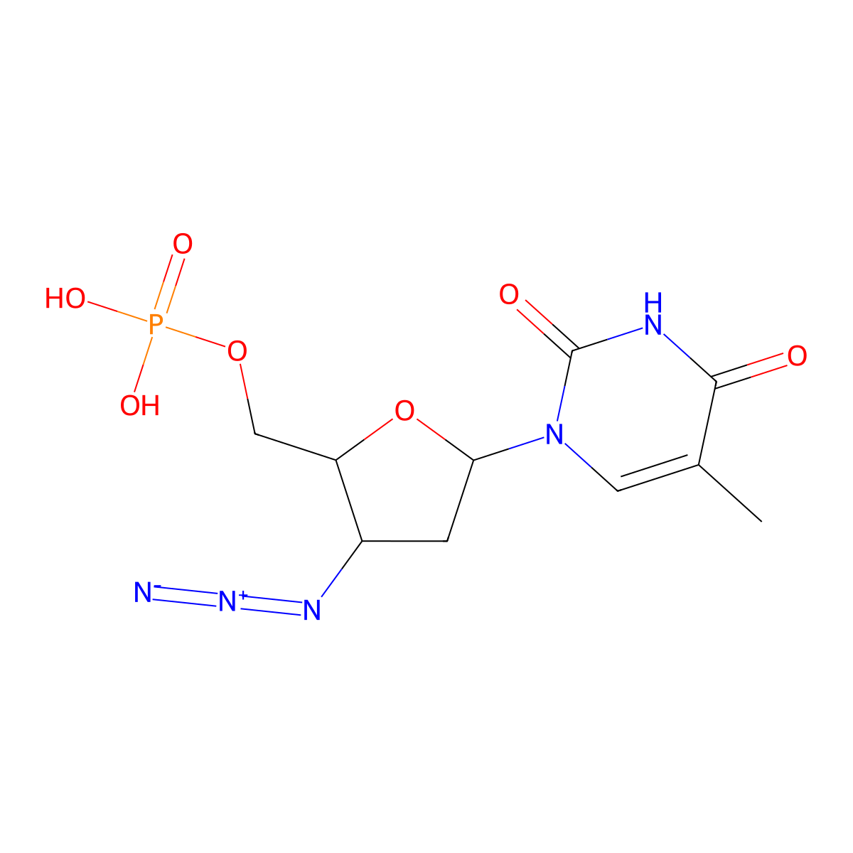Zidovudine Monophosphate molecular structure, CAS 128506-29-6