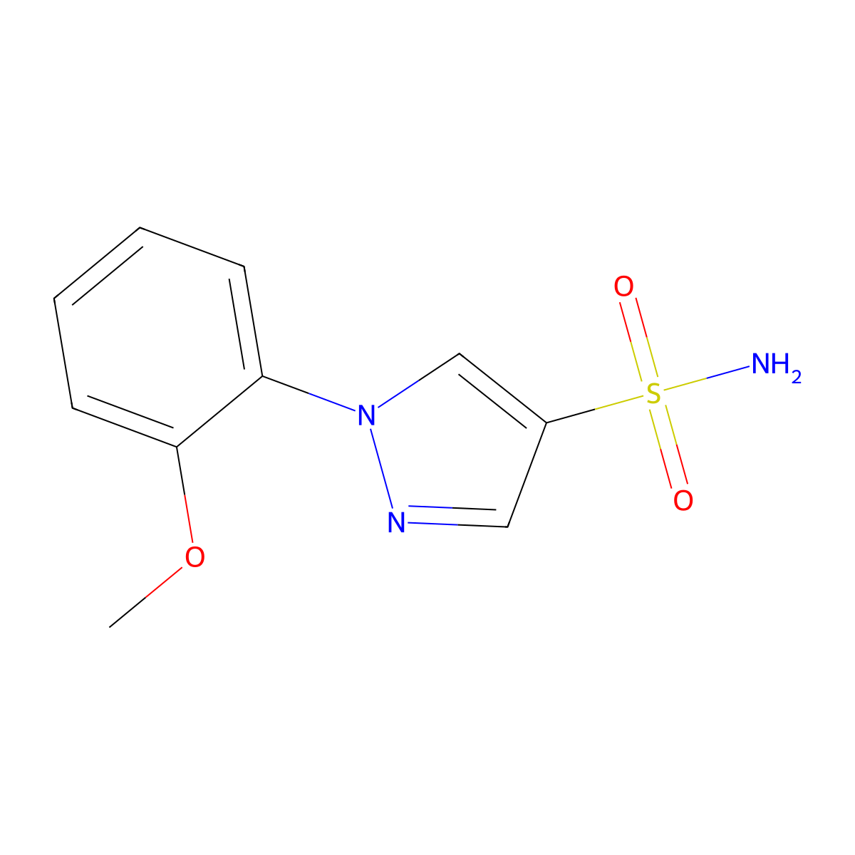 1-(2-methoxyphenyl)-1H-pyrazole-4-sulfonamide molecular structure, CAS 1285062-83-0