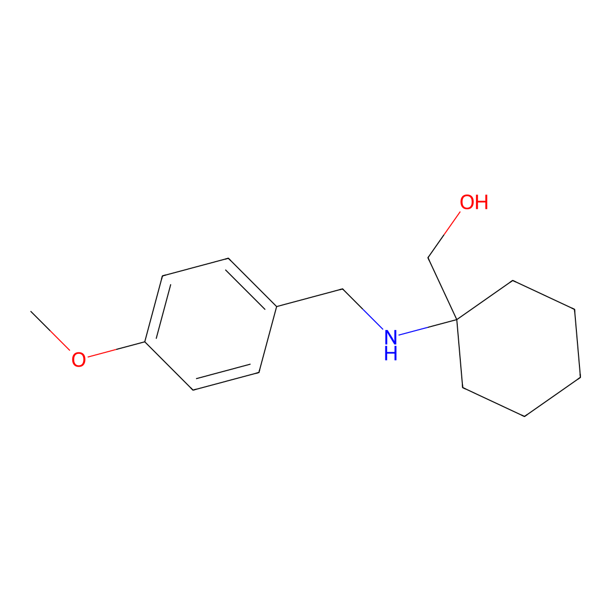 (1-{[(4-Methoxyphenyl)methyl]amino}cyclohexyl)methanol molecular structure, CAS 1285083-79-5