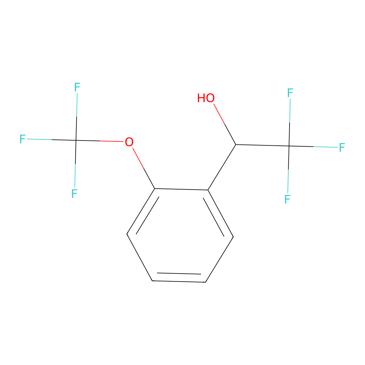 2,2,2-Trifluoro-1-[2-(trifluoromethoxy)phenyl]ethan-1-ol molecular structure, CAS 1285106-65-1
