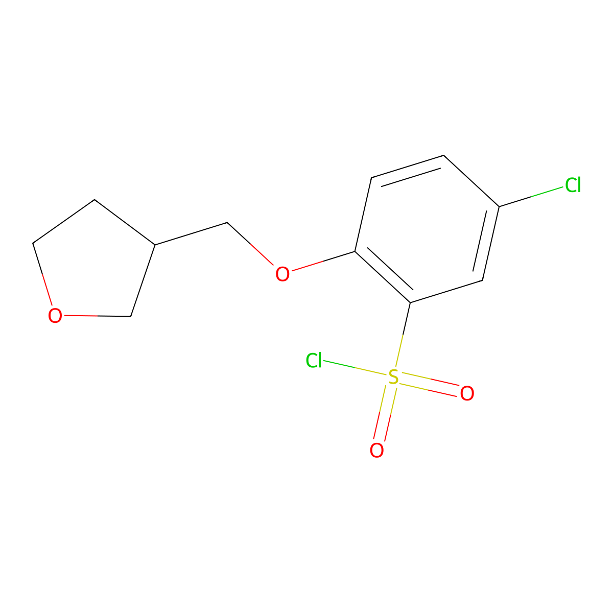 5-Chloro-2-(oxolan-3-ylmethoxy)benzene-1-sulfonyl chloride molecular structure, CAS 1285121-04-1