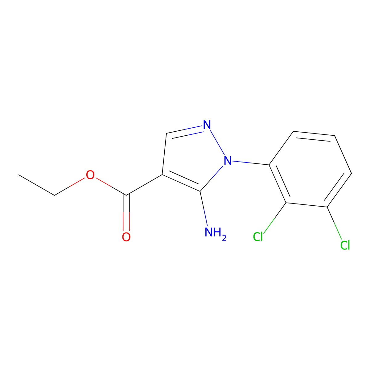 Ethyl 5-amino-1-(2,3-dichlorophenyl)pyrazole-4-carboxylate molecular structure, CAS 1285132-66-2