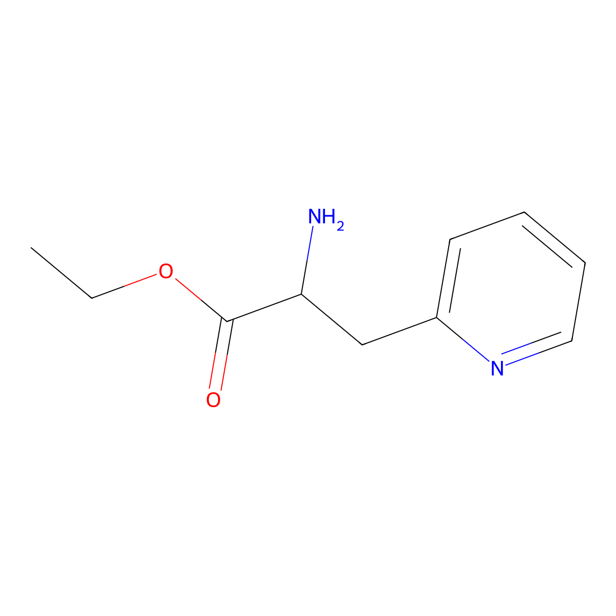 ethyl (2R)-2-amino-3-(pyridin-2-yl)propanoate molecular structure, CAS 128516-81-4