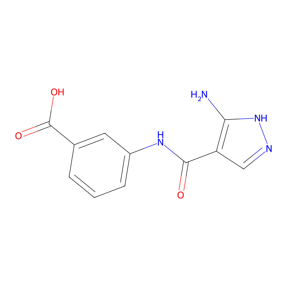 3-{[(3-amino-1H-pyrazol-4-yl)carbonyl]amino}benzoic acid molecular structure, CAS 1285162-30-2