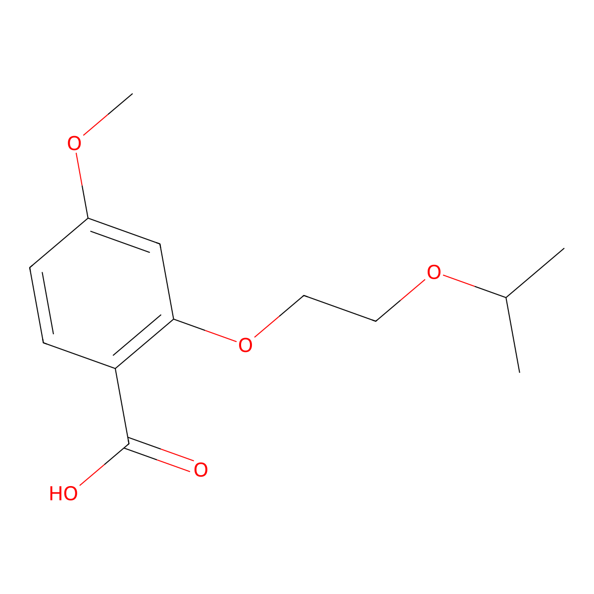 4-Methoxy-2-[2-(propan-2-yloxy)ethoxy]benzoic acid molecular structure, CAS 1285204-24-1