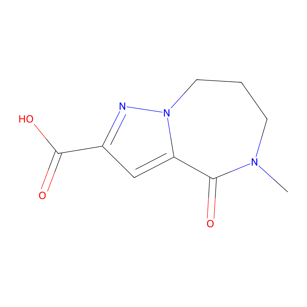 5-Methyl-4-oxo-5,6,7,8-tetrahydro-4H-pyrazolo[1,5-a][1,4]diazepine-2-carboxylic acid molecular structure, CAS 1285251-59-3