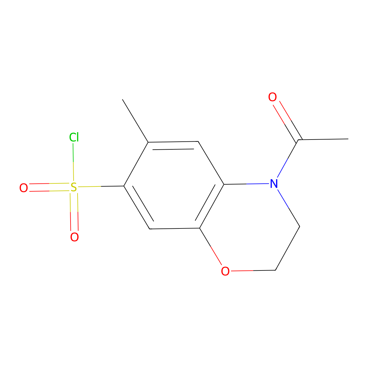 4-acetyl-6-methyl-3,4-dihydro-2H-1,4-benzoxazine-7-sulfonyl chloride molecular structure, CAS 1285293-48-2