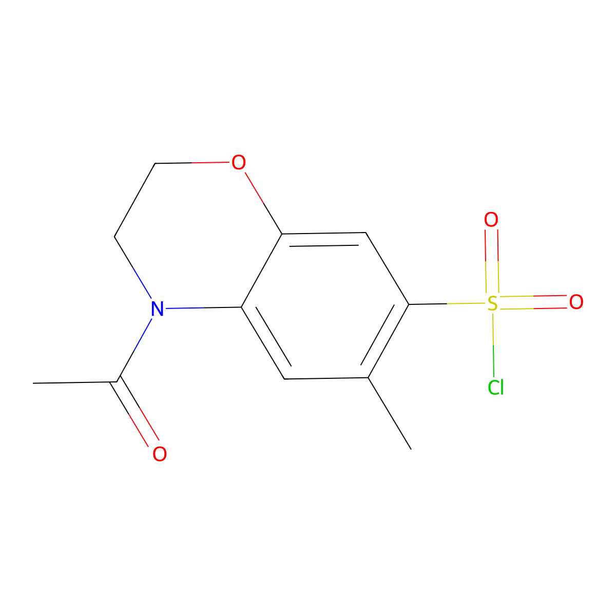 4-acetyl-6-methyl-3,4-dihydro-2H-1,4-benzoxazine-7-sulfonyl chloride molecular structure, CAS 1285293-48-2