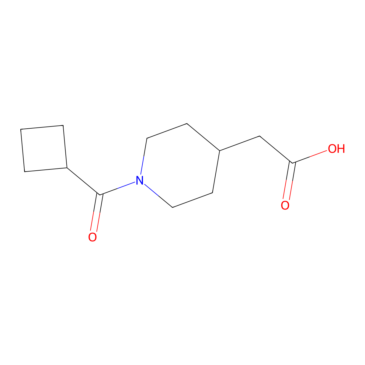 2-(1-Cyclobutanecarbonylpiperidin-4-yl)acetic acid molecular structure, CAS 1285310-84-0