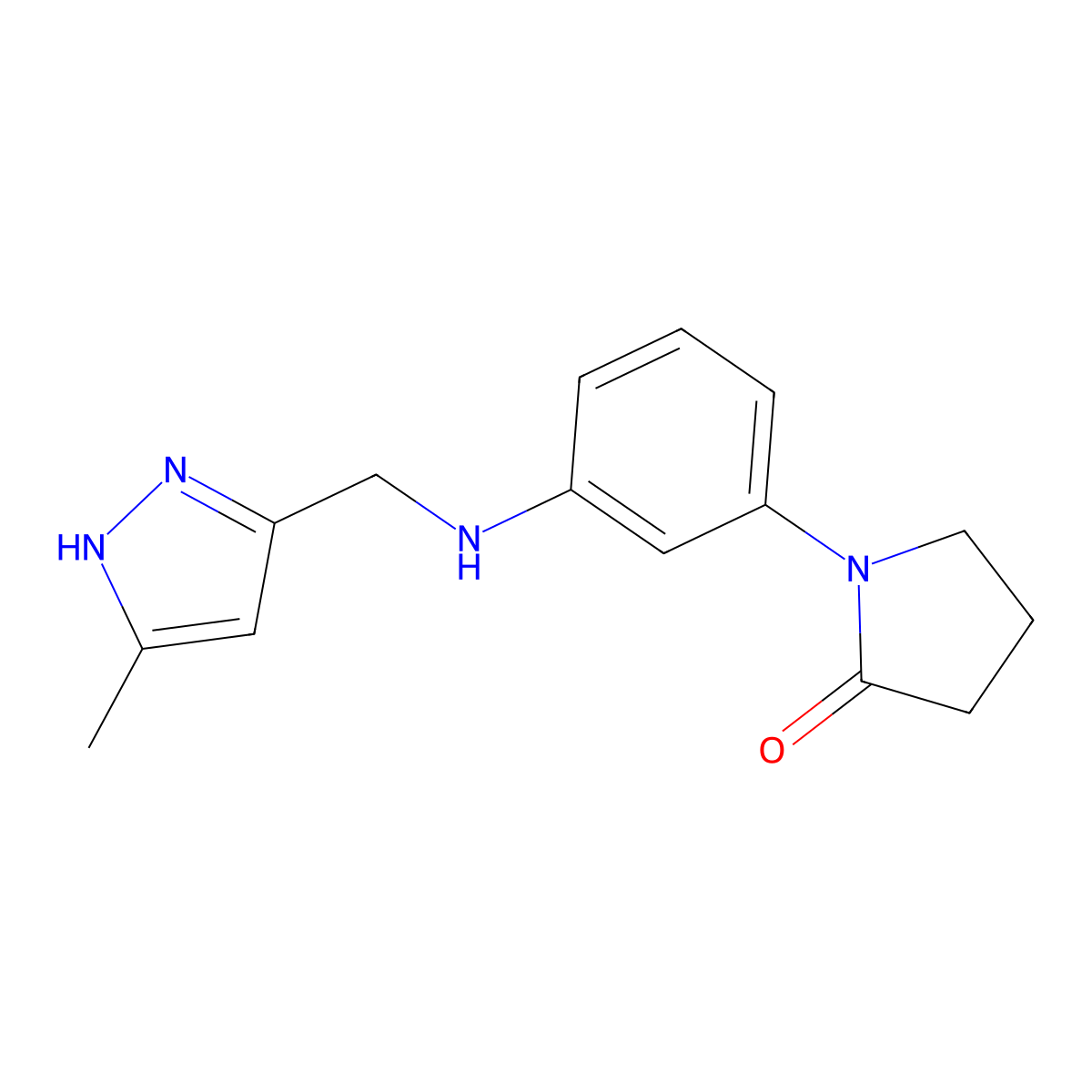 1-[3-[(5-methyl-1H-pyrazol-3-yl)methylamino]phenyl]pyrrolidin-2-one molecular structure, CAS 1285368-00-4