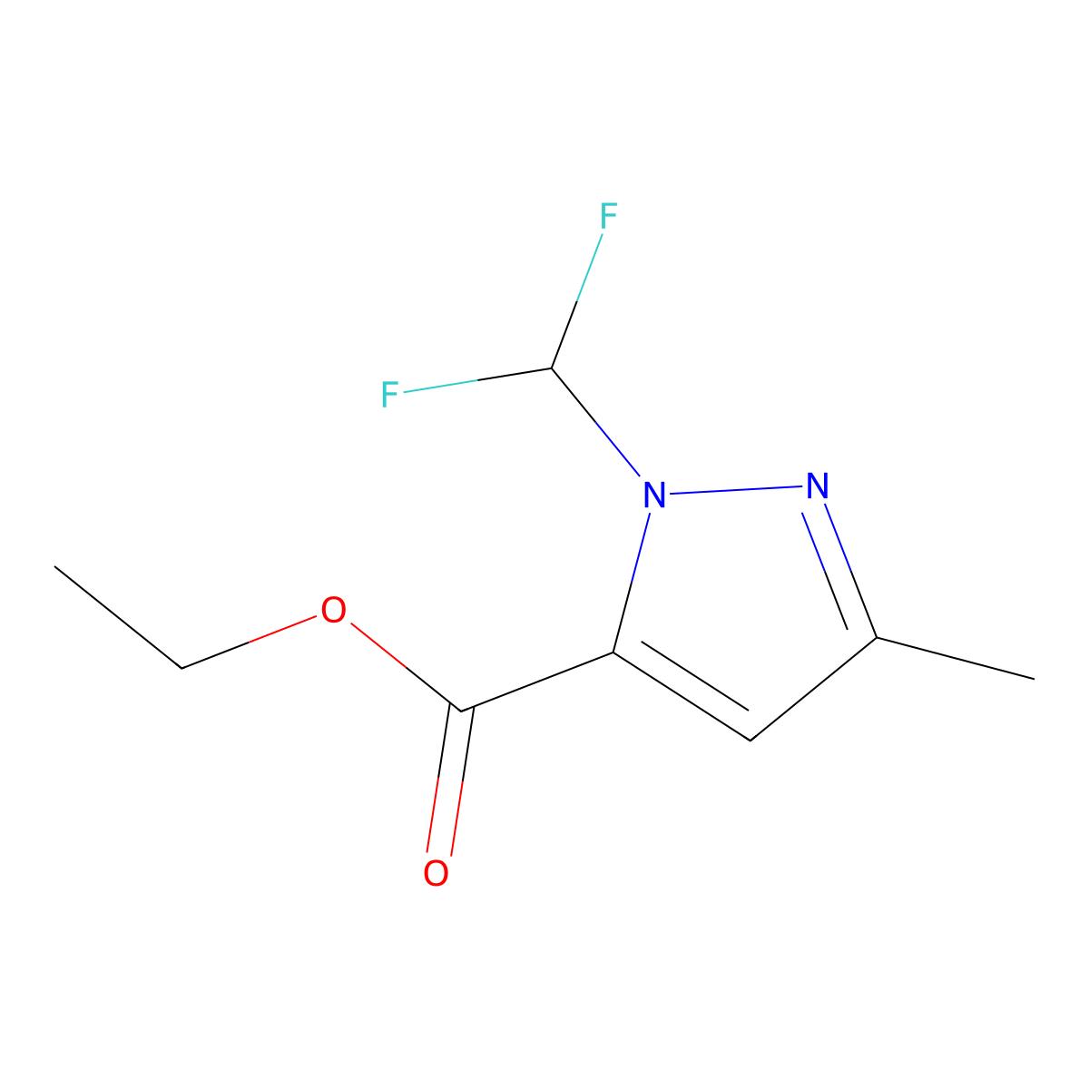 ethyl 1-(difluoromethyl)-3-methyl-1H-pyrazole-5-carboxylate molecular structure, CAS 128537-24-6