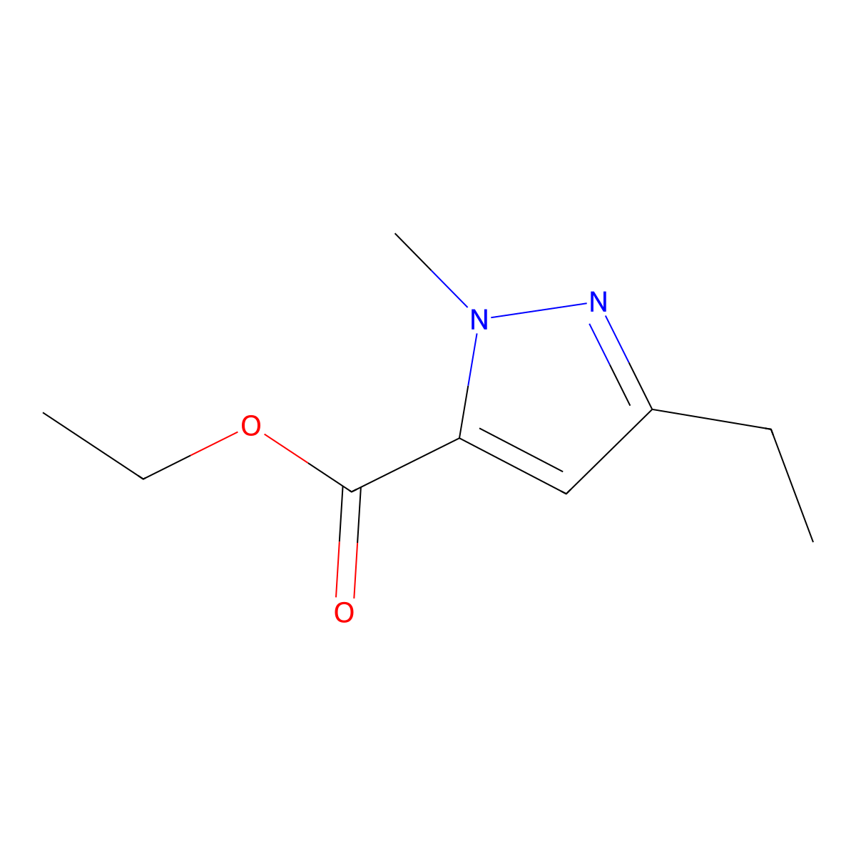 Ethyl 3-ethyl-1-methyl-1H-pyrazole-5-carboxylate molecular structure, CAS 128537-26-8