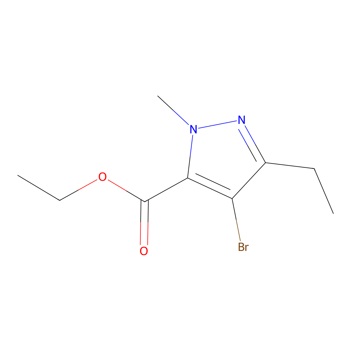Ethyl 4-bromo-3-ethyl-1-methyl-1H-pyrazole-5-carboxylate molecular structure, CAS 128537-28-0
